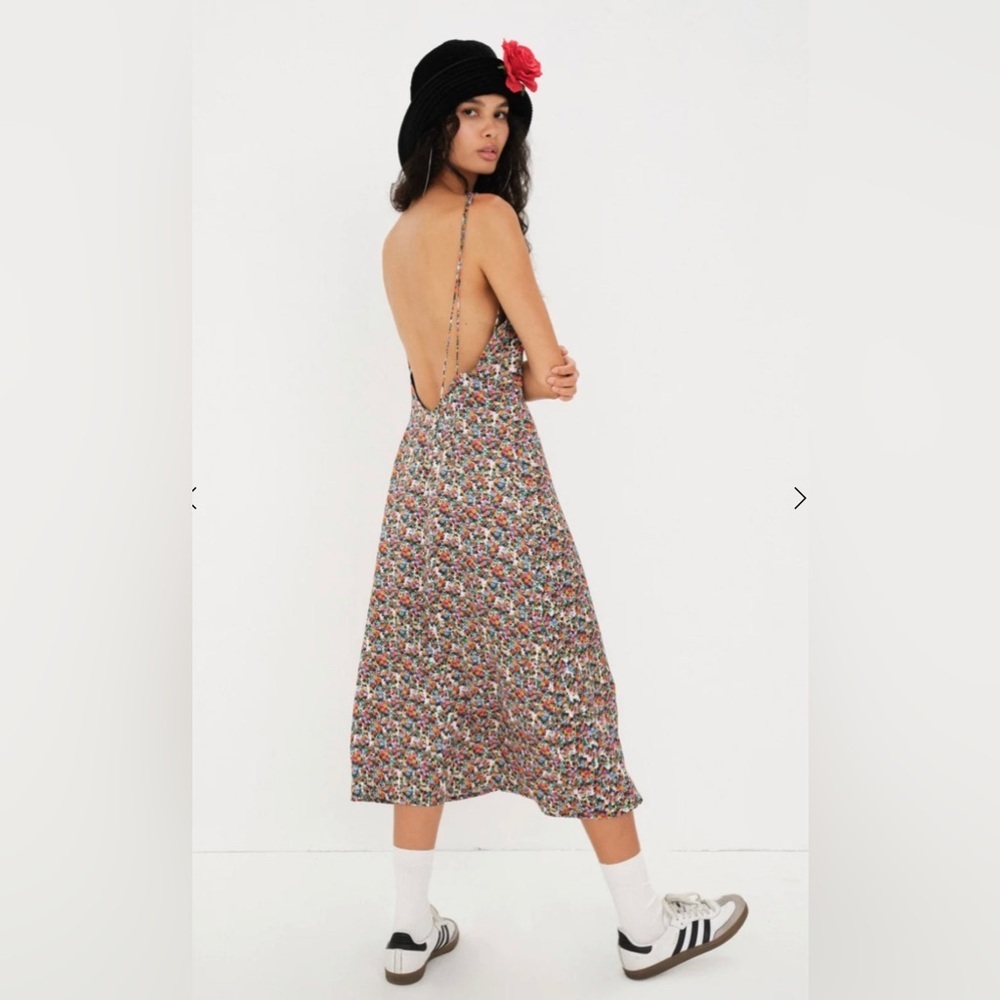 For Love & Lemons Hayes midi dress Floral Print Slip Black multi